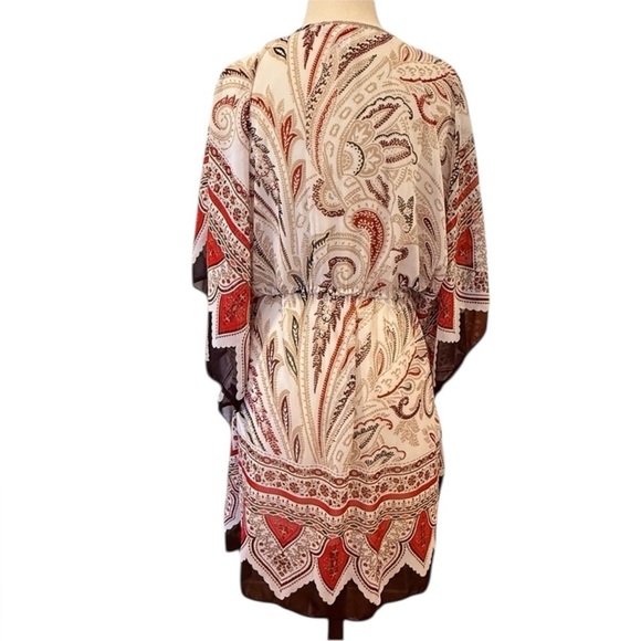 Tommy Bahama Bohemian Poncho Kaftan Lightweight Paisley Shirt Fall S/M - Picture 3 of 6